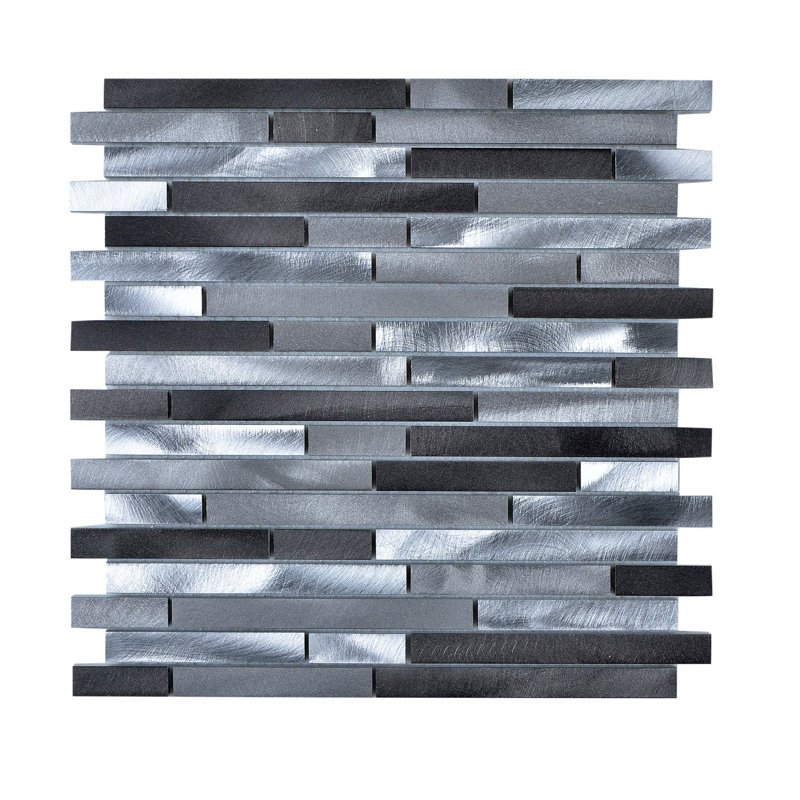 Aluminum Mosaic Tile in Brushed Aluminum Grey