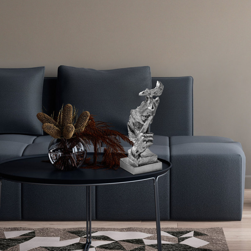 Hand-Painted Decorative Object, Silver, 5.9 x 12.6 x 5.9 inches | 100% Polyester | Unique Color Variations for Artistic Touch | Perfect for Home Décor, Living Room, or Office Accent Piece