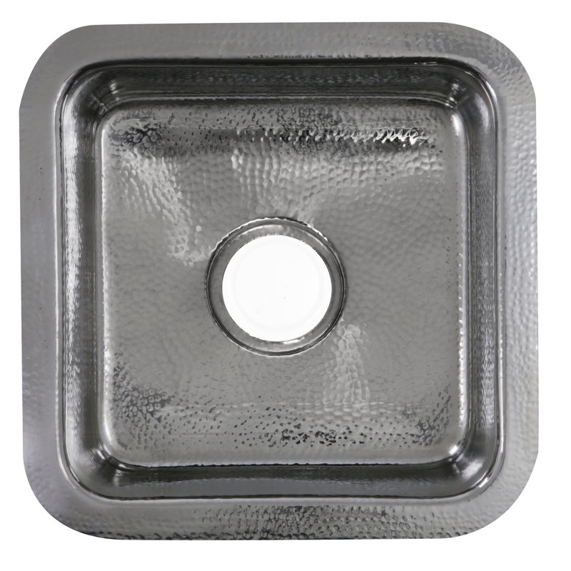 Brightwork Square Hammered Stainless 17" L x 17" W Bar Sink