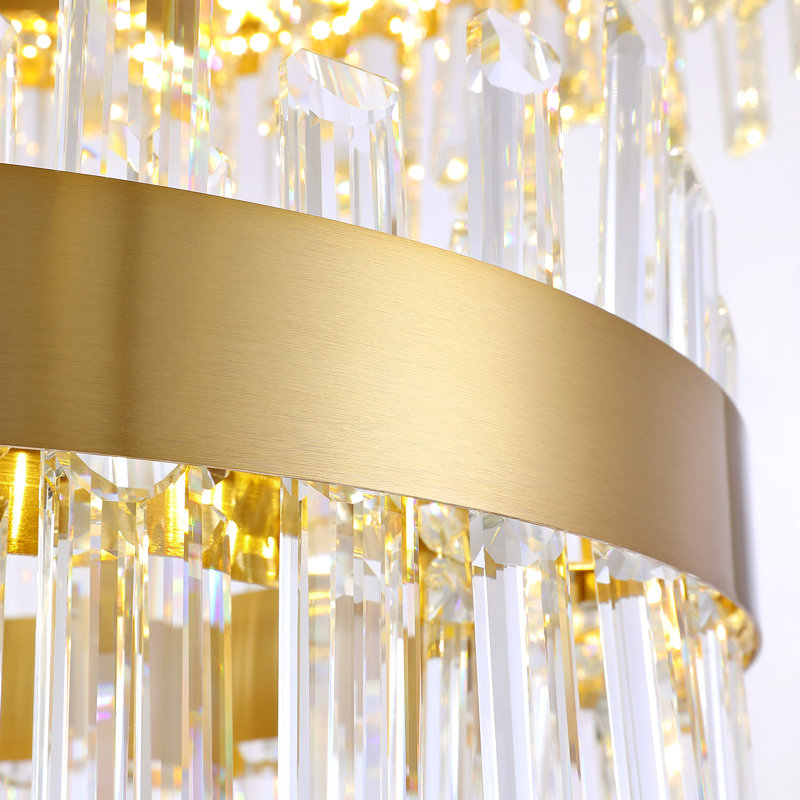 Lustre moderne en cristal avec anneaux à DEL