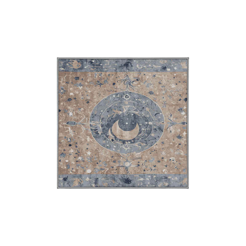 Machine Washable Gray Area Rug, Square 7'