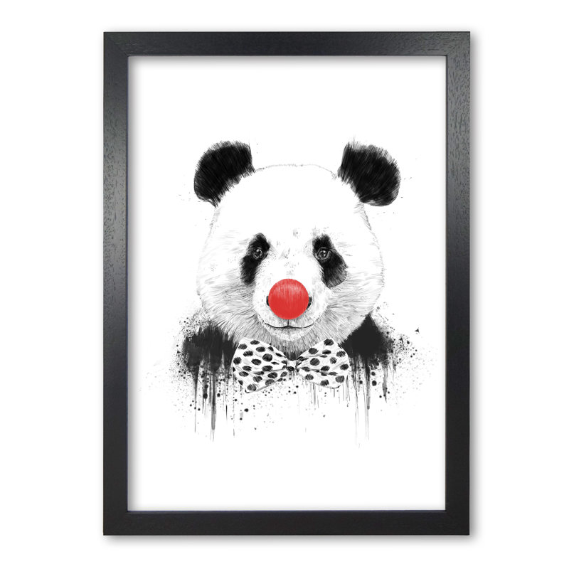 Clown Panda by Mercedes Lopes Charro - Print, Black Grain, 84 cm H x 59.4 cm W x 5 cm D
