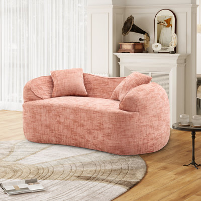 2-seater Curved Compressed Sofa, Upholstered Boneless Loveseat