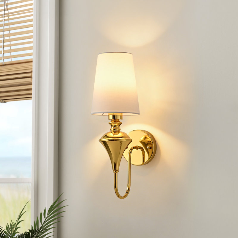 Battery Operated Dimmable Wall Sconces with Eelegant Fabric Shade and Remote (Set of 2)