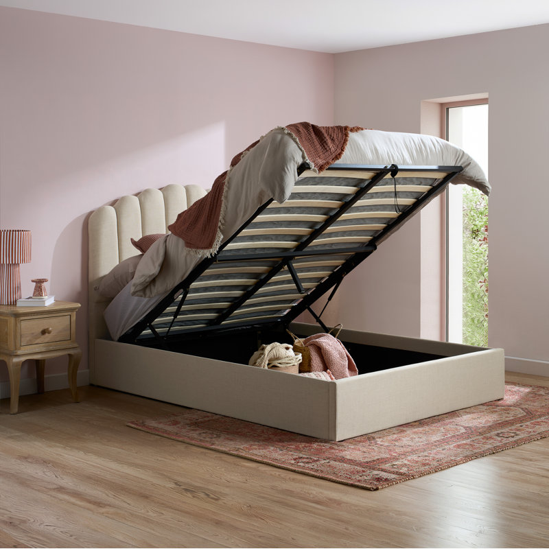 Anupras Upholstered Bed, Double, Beige