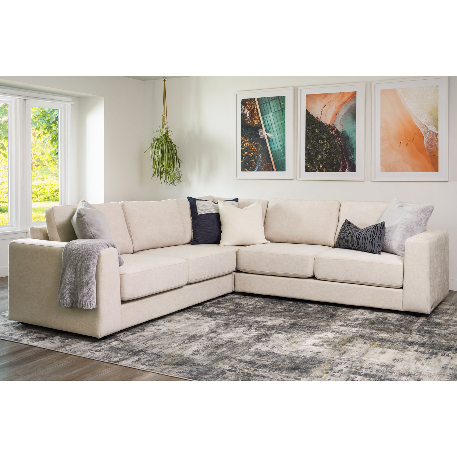 Upholstered L-Sectional, Sand