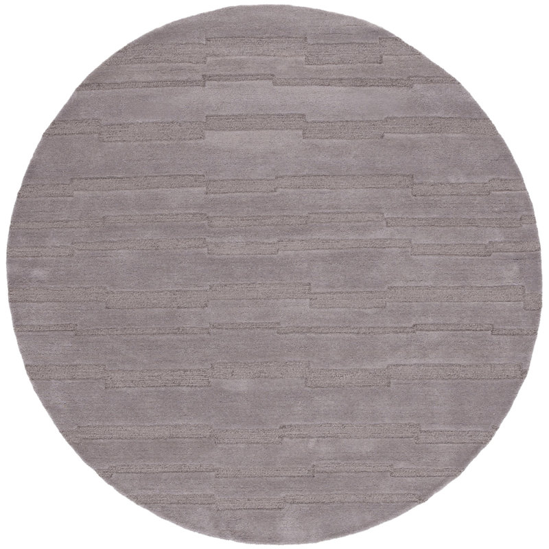 Elona Hand Tufted Wool/Cotton Area Rug in Gray, Round 6'