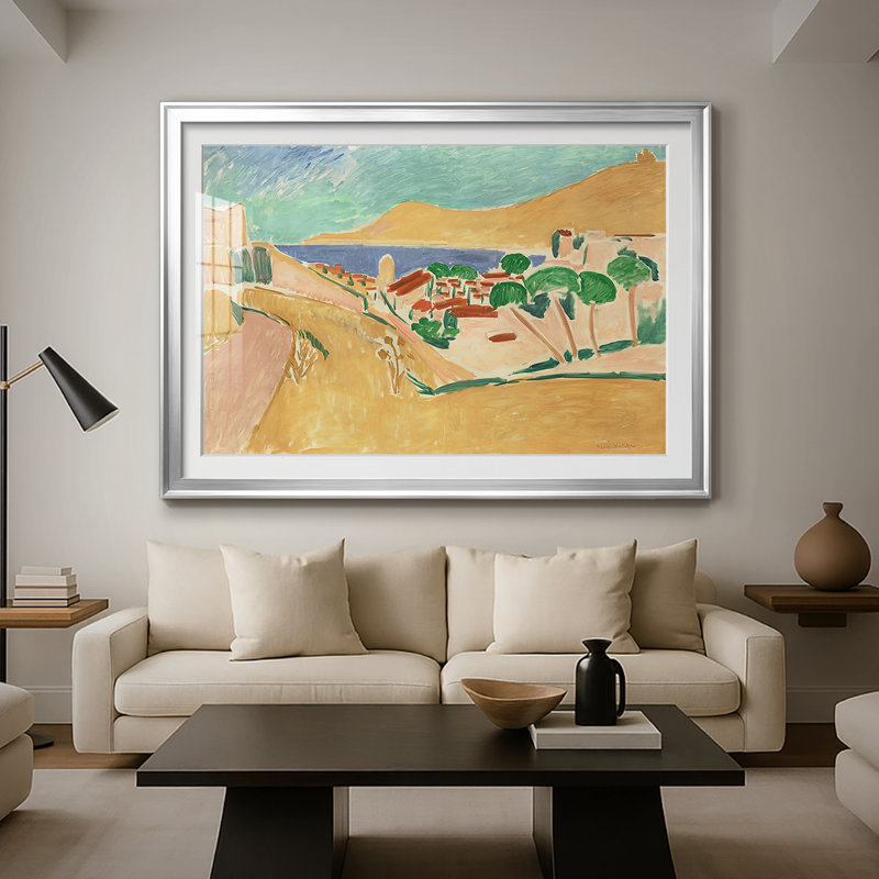 Vue de Collioure-Henri Matisse, reproduction encadrée avec passe-partout et verre 1905, 26,5 x 36,5, Argent