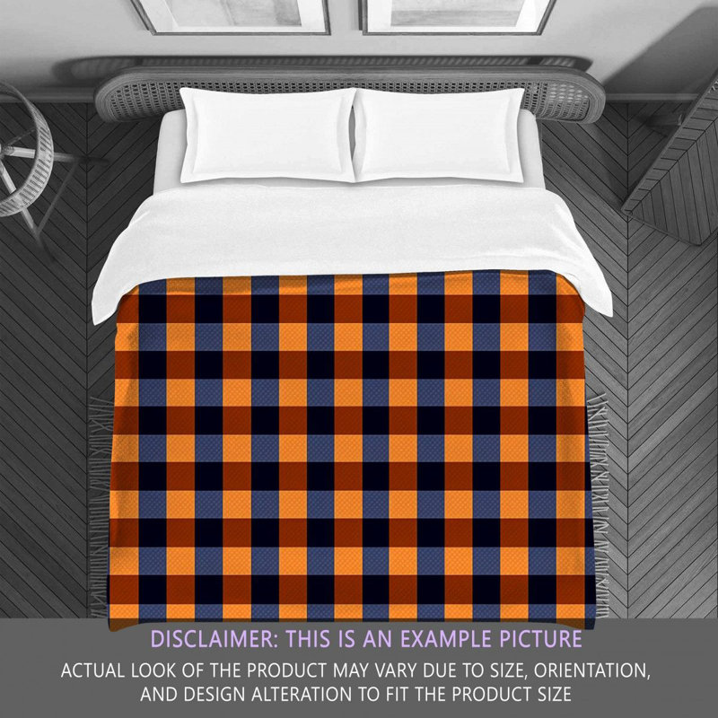 Gingham Comforter, King Comforter, Navy/Orange