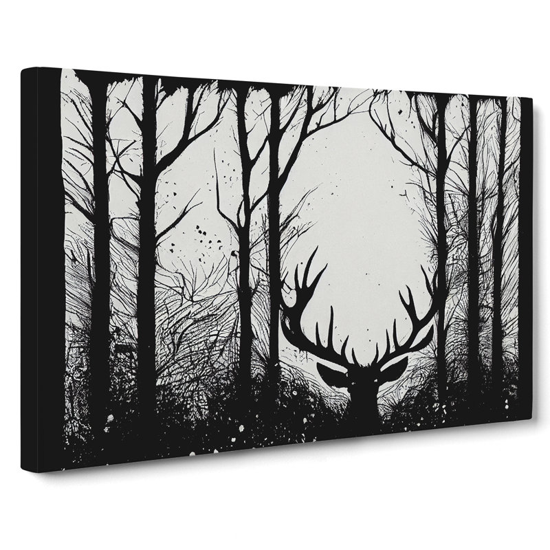 Stag Deer Forest Abstract - Wrapped Canvas