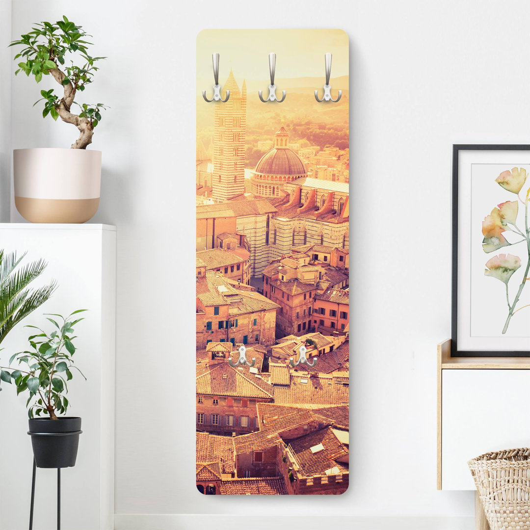 Nunez 5 - Hook Wall Mounted Coat Rack in Orange