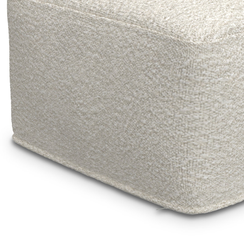Ivory Boucle Square Pouf with Polystyrene Filling
