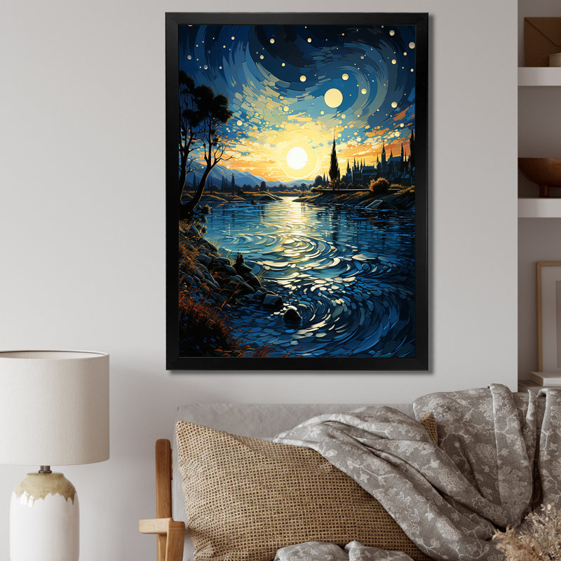 «Sandara The Starry Night Over The Rhone IV», reproduction sur toile, H 40 po x l 30 po x P 1,5 po, Cadre photo noir