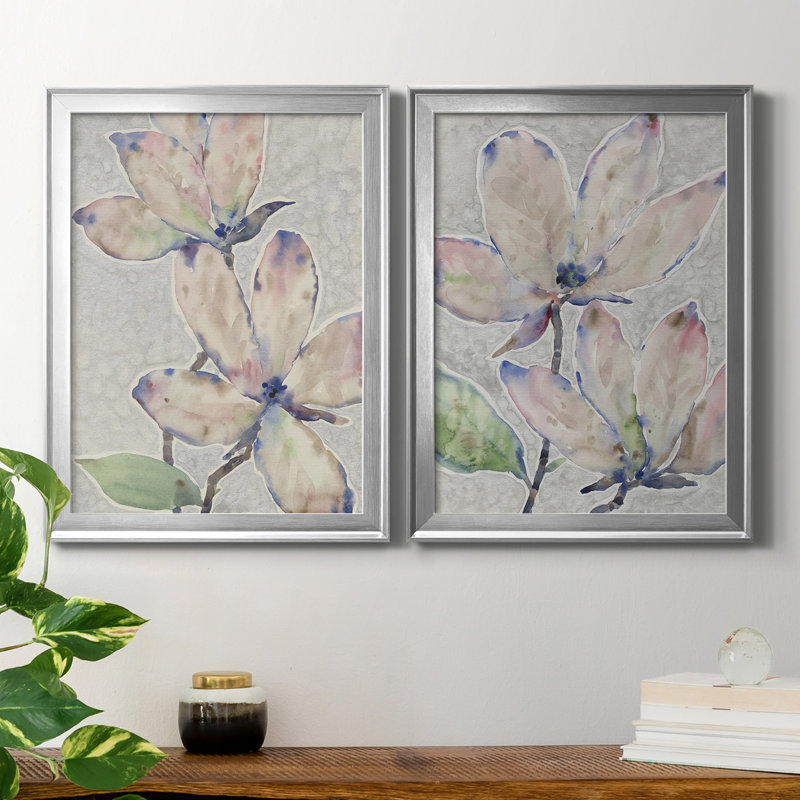 «Blossom Study I», ensemble de 2 impressions sur toile encadrées, Cadre argenté, H 42,5 po x l 30,5 po x P 1,25 po