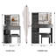 Ensemble de meuble-lavabo de 37 po avec tiroir à gauche et commode tabouret de taille moyenne 37 po, 2 prises CA + 2 prises USB, support pour sèche-cheveux, grand miroir coulissant à DEL à commande tactile, interrupteur 3 couleurs