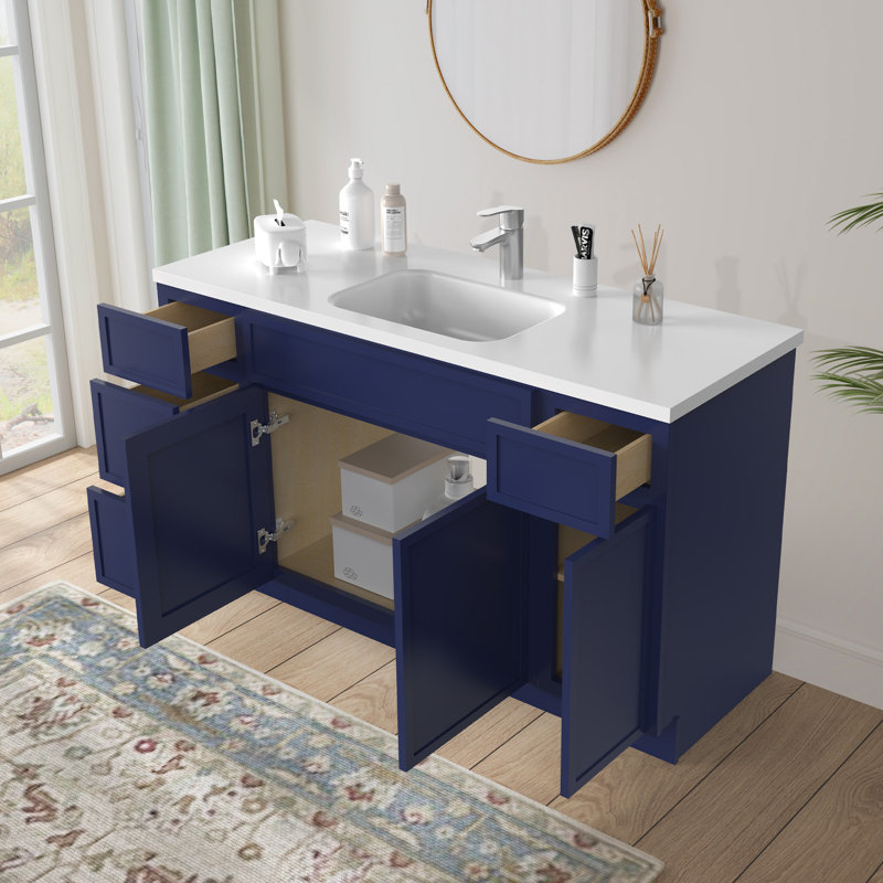 Base de meuble-lavabo simple 63 po seulement, Bleu