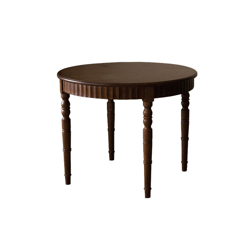 Brown Round Solid Wood Dining table, 29.53”H x 35.43”L x 35.43”W