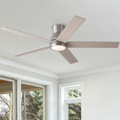 Ventilateur de plafond encastré de 52 po en nickel brossé, modulaire à profil bas à double face avec 3CCT et 6 vitesses, moteur à courant continu silencieux pour la chambre à coucher, le salon.