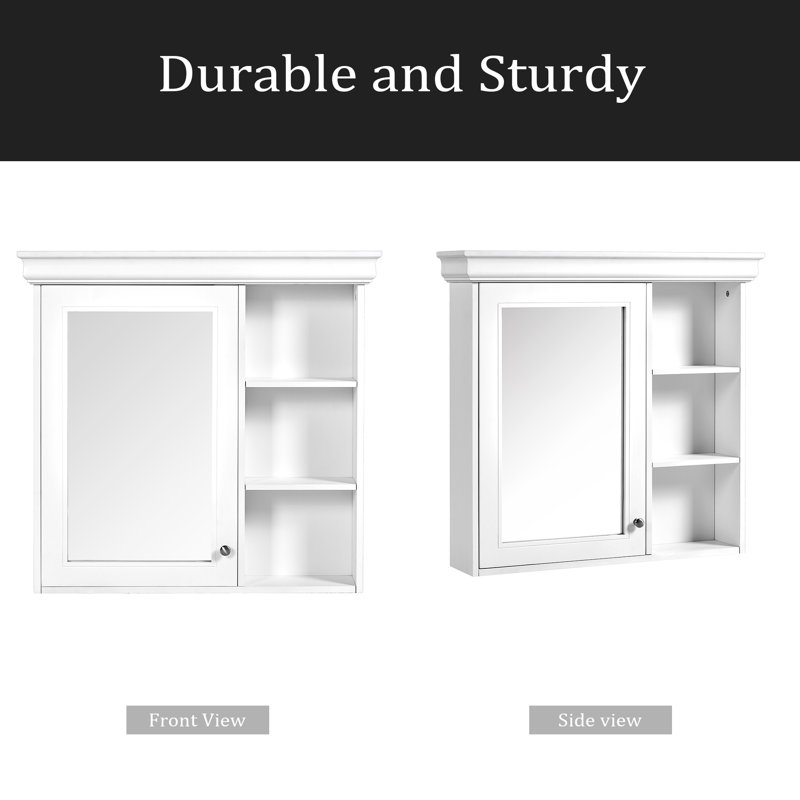 Armoire à pharmacie de salle de bain avec miroir 30 po x 28 po, armoire à miroir murale avec rangement, armoire de rangement blanche pour salle de bain