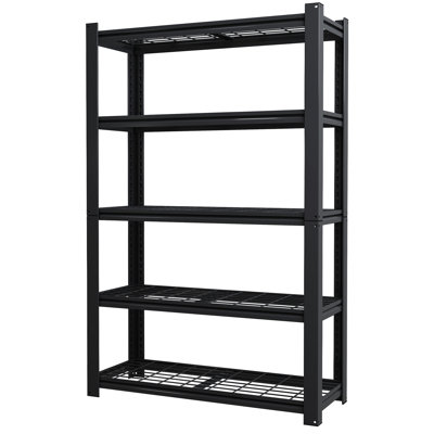Heavy Duty Black Metal Shelf Organizer With 2000 Lbs Loading, Adjustable Shelves For Garage And Office - Rust- 72"H 5 Shelving Rack, Capacity, Kitchen Pantry Goods Open-Wire Design