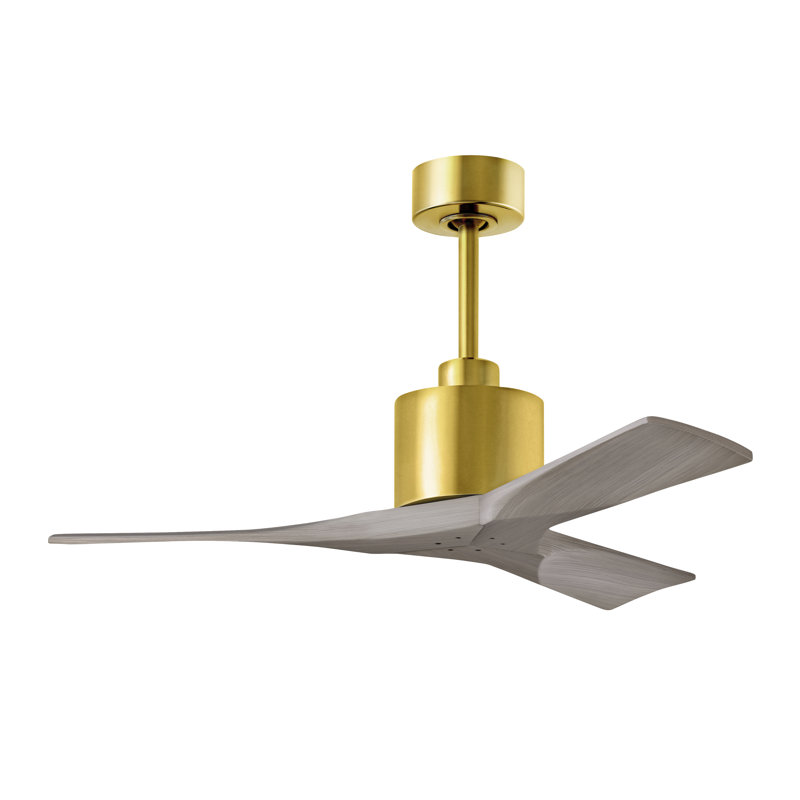 Nan 42" Ceiling Fan In Blades, Brushed Brass, Gray Ash Tone