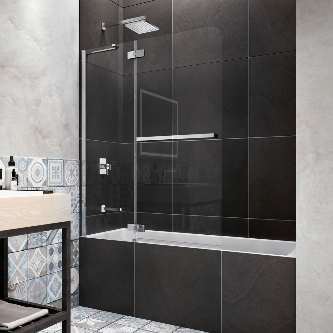Pratika 41.62" W x 56" H Pivot Frameless Tub Door Kalia