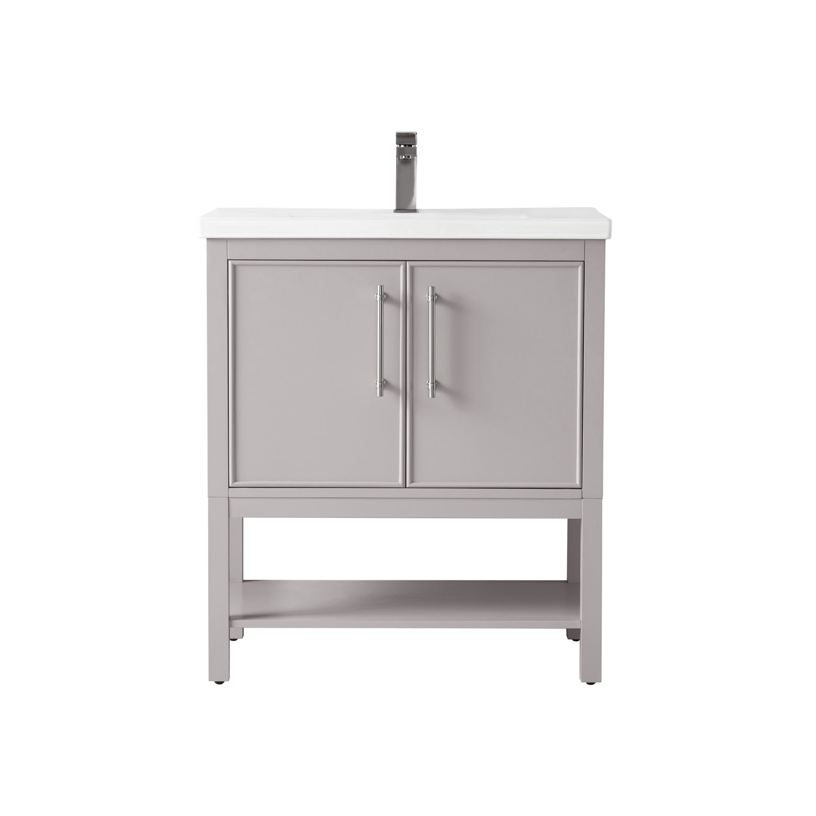 Jewell 30'' Single Bathroom Vanity, Taupe/Brushed Nickel