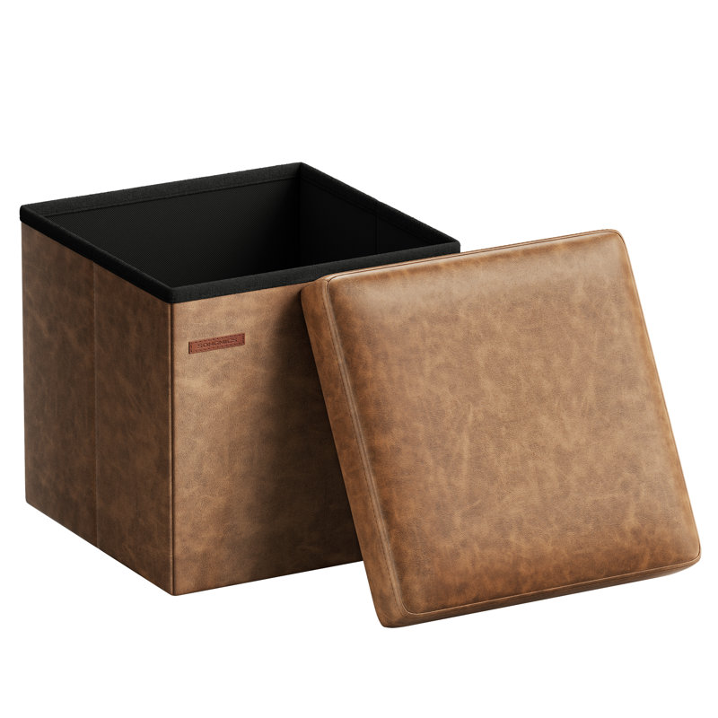 15 Inches Ottoman With Storage, Coffee Brown