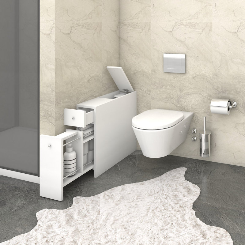 Armoire de salle de bain moderne moderne, 2 tiroirs et tablettes multiples, 23,6 po x 21,7 po x 7,9 po | 100% panneau de particules enduit de mélamine, glissières de tiroir télescopiques | Entièrement assemblé, fixation murale, conception élégante pour les espaces organisés