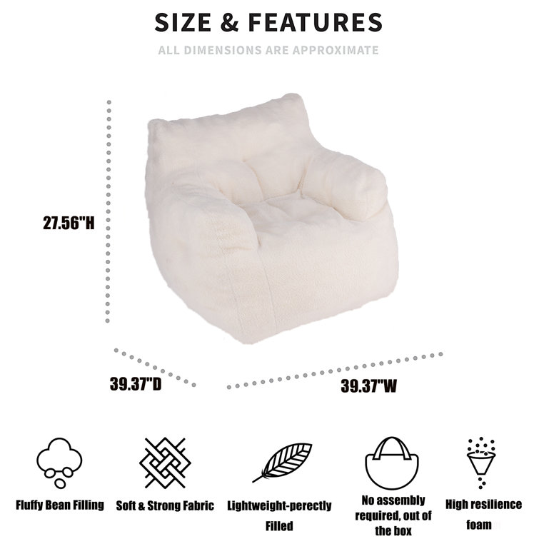 Trule Cozy Teddy Fabric Bean Bag Chair - Soft And Comfy Lounge