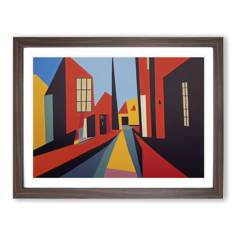 Stupendous Skyline Architecture Abstract - Single Picture Frame Print, 34cm H x 46cm W x 2cm D, Walnut Framed