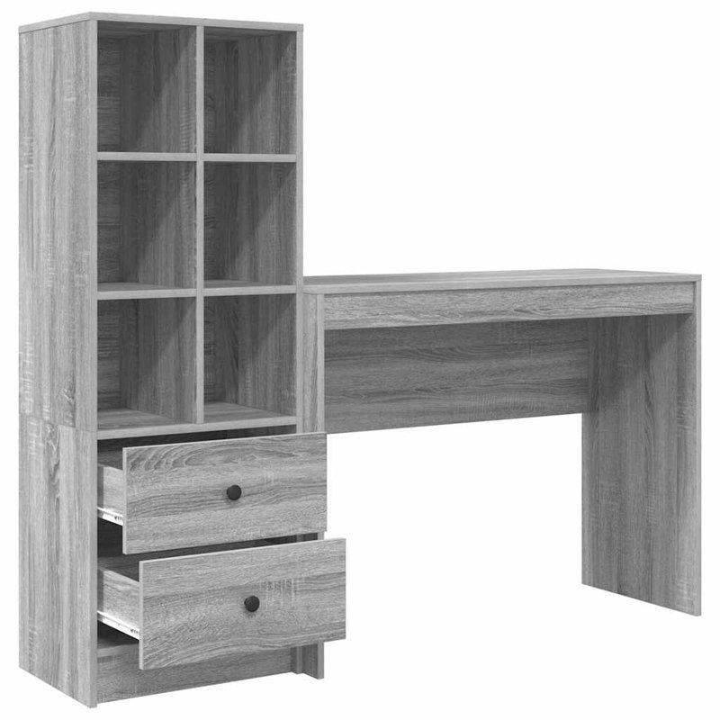 Desk With Storage With Shelf 2 Pcs 100 X 40 X 76 Cm, Grey Sonoma