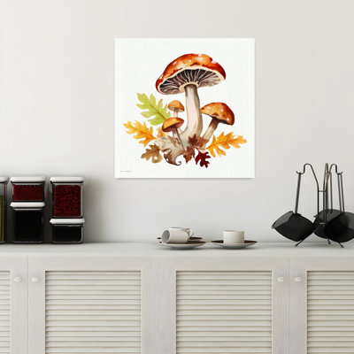 Chute de champignon d'automne, art mural automne forêt rustique contemporaine