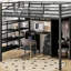 Full Size, Metal Loft Bed With Table Set And Wardrobe, Full