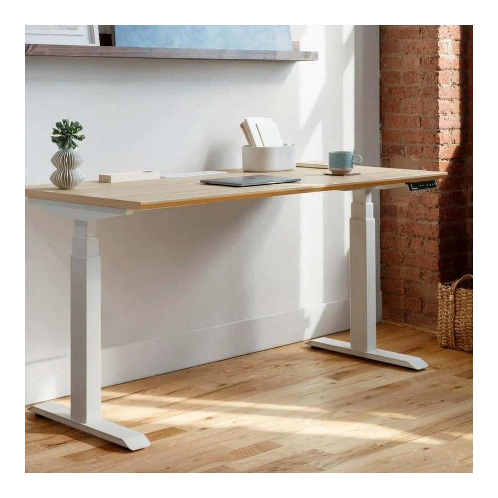 60" Standing Desk, Woodgrain, 52" H x 48" W x 30" D, White