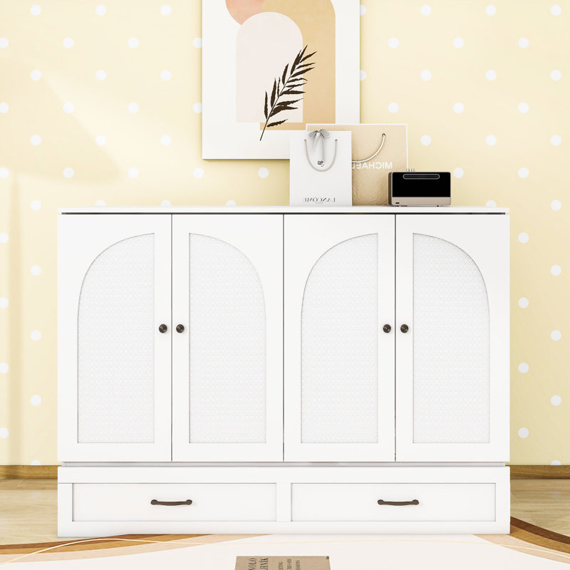  Lit escamotable en bois Ceionna avec grands tiroirs et port USB, Blanc