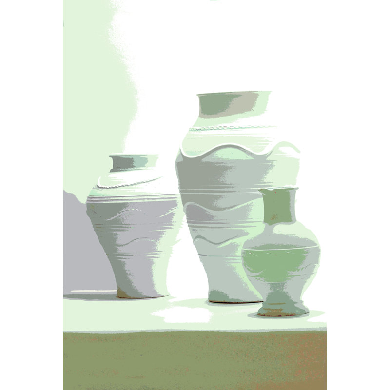 Art mural en acrylique Olive Jars in Silhouette, Sauge