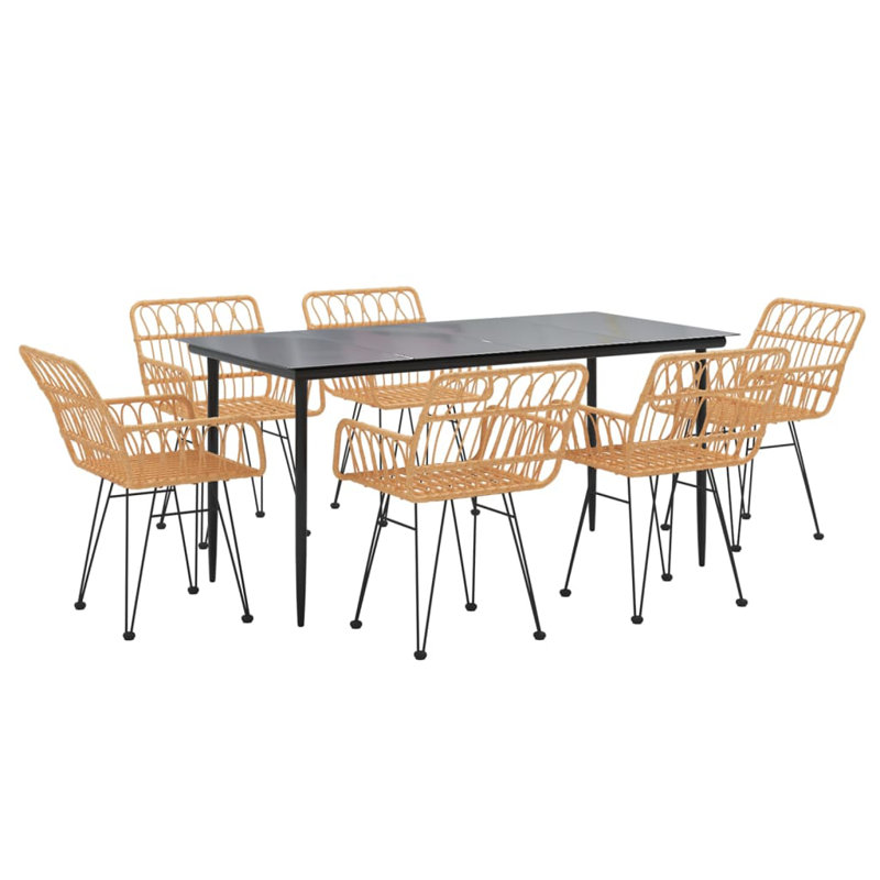 Ensemble repas d'extérieur Anayjah, L 63 po x l 31,5 po x H 29,1 po, Brun, 6