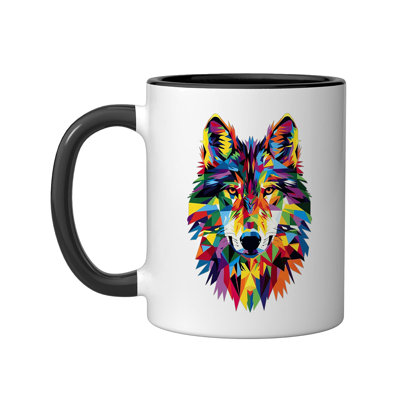 Wolf Geometric Ceramic Mug, 11oz