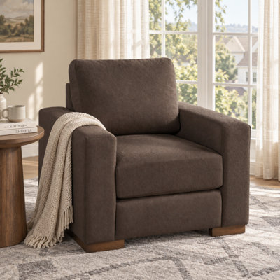 Linen Upholstered Accent Armchair