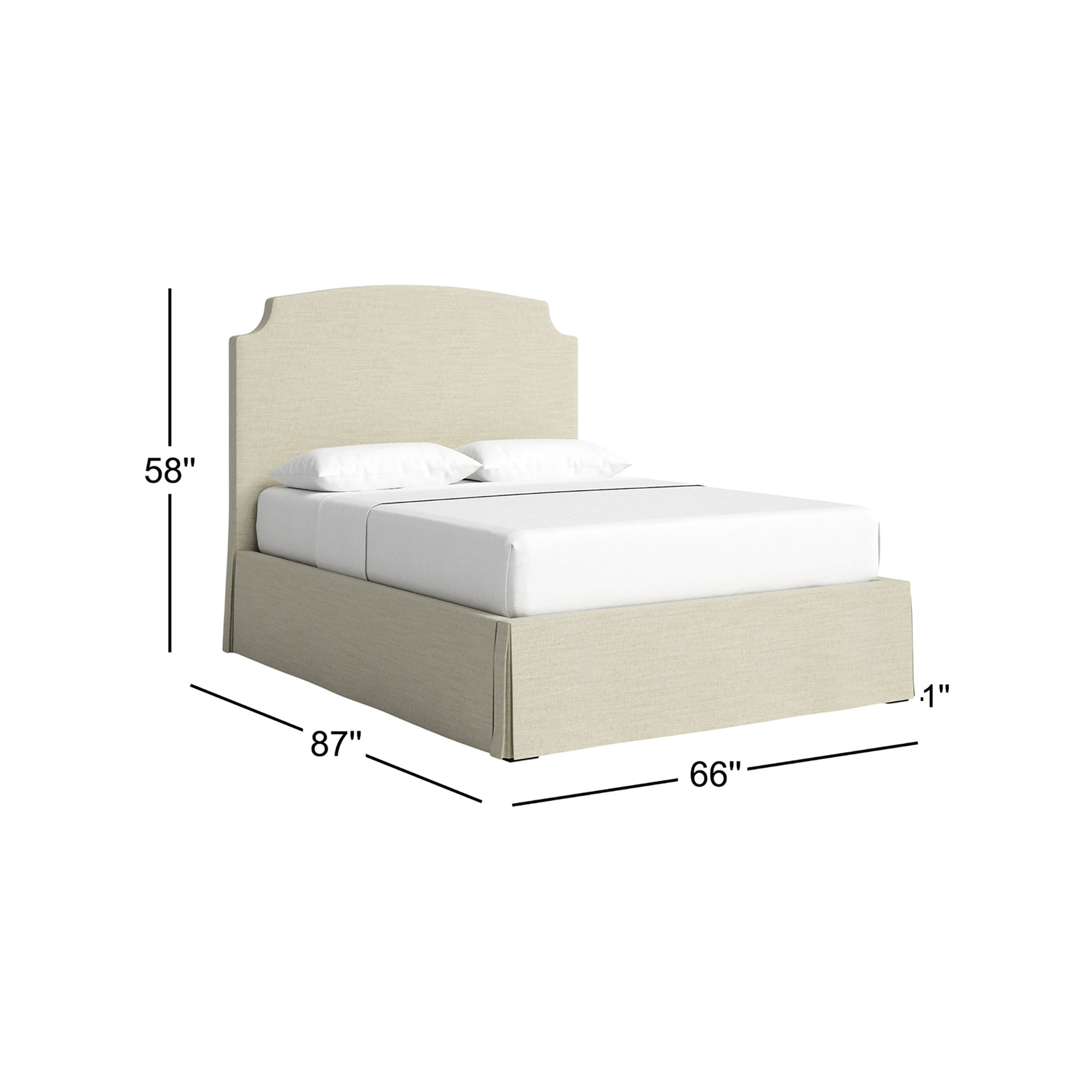 Dowling Upholstered Bed, Cream, Queen