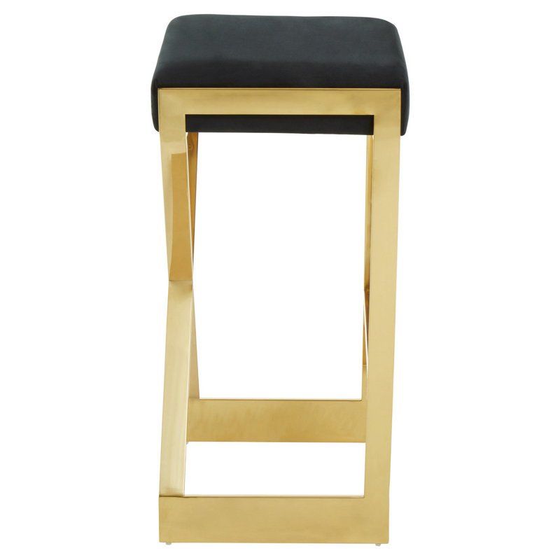 Colewood Upholstered Counter Stool with Metal Frame, Black