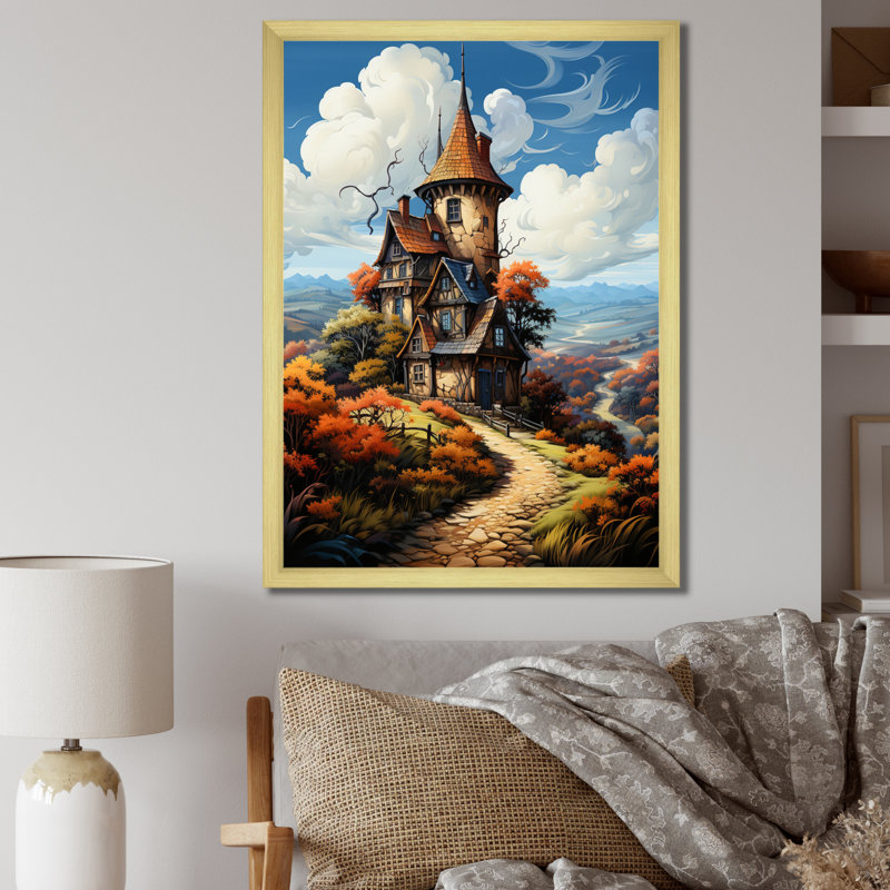 «Countryside the Old Windmill III», reproduction sur toile flottante, H 20 po x l 12 po x P 1 po, Encadrement doré