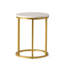 Table de bout en forme de C Modern Glam - structure en fer doré, plateau blanc et H 18 po x 22,25 po