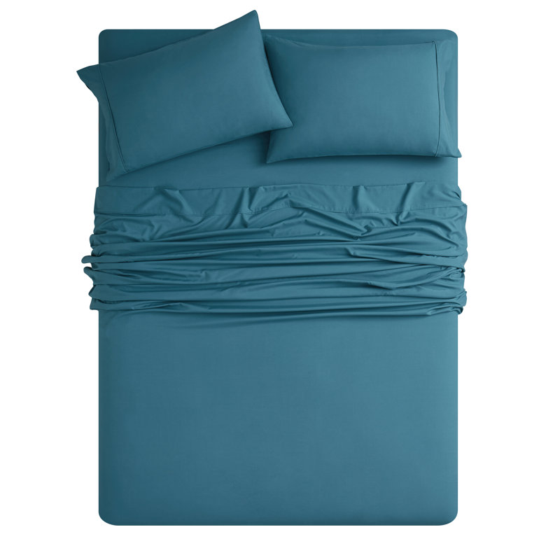 Ensemble de draps en bambou à densité de tissage 1800 fils Bibb Home, Ensemble de draps pour lit très grand californien
