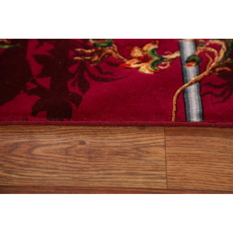 Tapis en laine et soie à motif animalier persan Tabriz noué à la main 3 x 5
