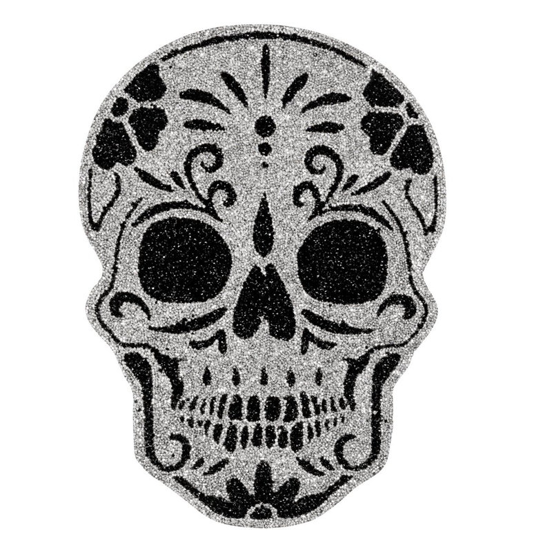 Sparkles Home | Luminous Sugar Skull Placemat with Rhinestones | Halloween Table Decor