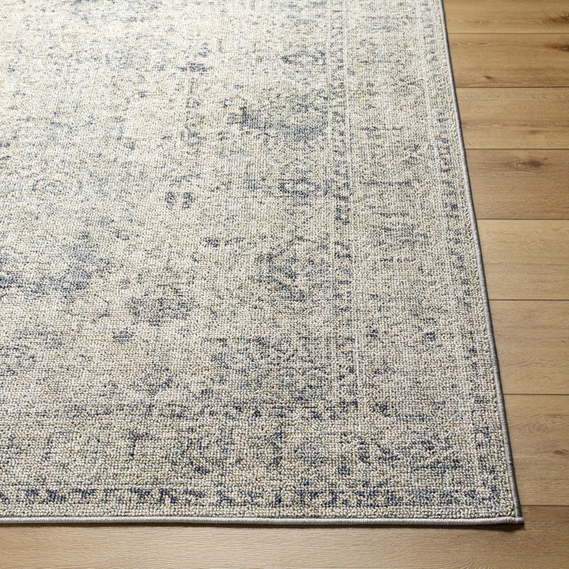 Loganne Beige/Dark Blue Machine Washable Area Rug, Runner 2'7" x 7'3"