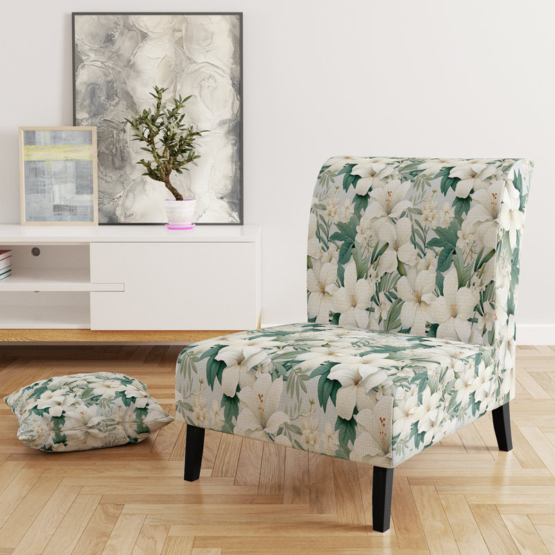 Fauteuil de chambre rembourré C, Motif floral minimaliste minimaliste I