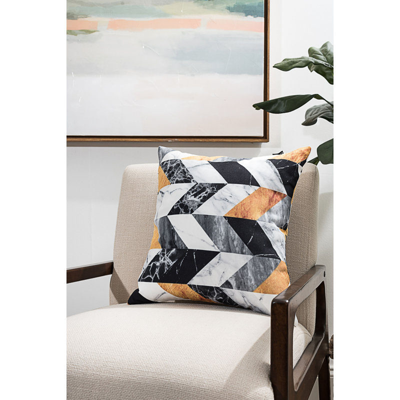  Marble Geometric Throw Pillow, 16" x 16"